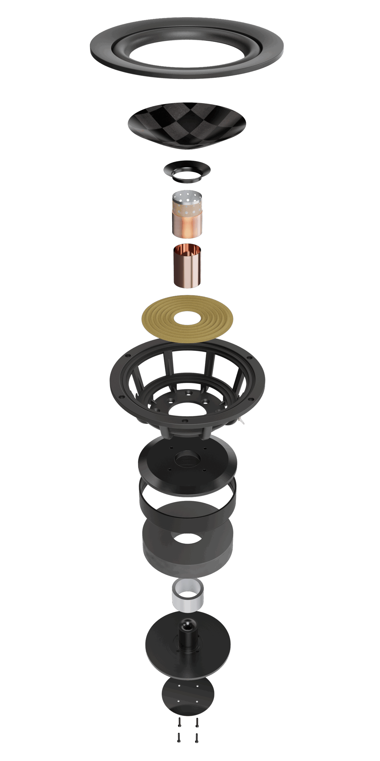 S7t woofer exploded vertical 01 web scaled 1 - Perlisten S7t Black edition - Perlisten S7t Black edition - AudioCenteret AS